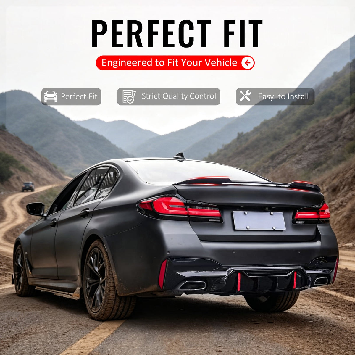 2017-2023 BMW 5 Series G30 & F90 M5 IKON Style Rear Trunk Spoiler Wing Gloss Black ABS