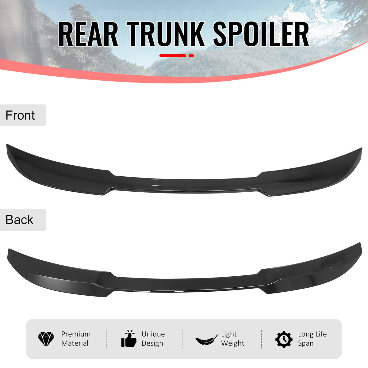 2017-2023 BMW 5 Series G30 & F90 M5 IKON Style Rear Trunk Spoiler Wing Gloss Black ABS