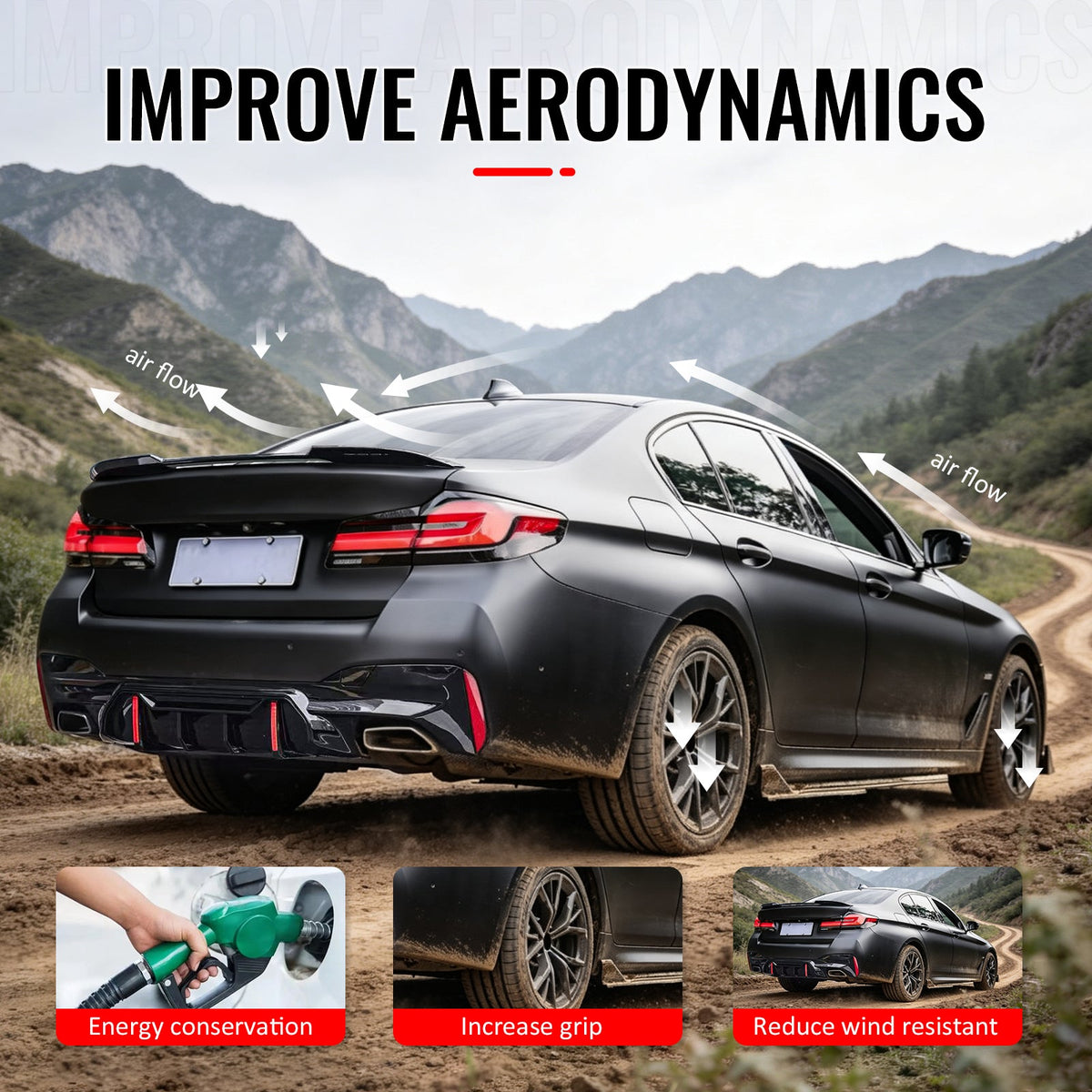 2017-2023 BMW 5 Series G30 & F90 M5 IKON Style Rear Trunk Spoiler Wing Gloss Black ABS
