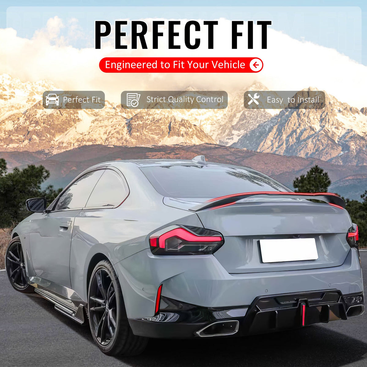 2022-2026 BMW 2-Series G42 G87 M2 IKON Style Trunk Spoiler Gloss Black ABS