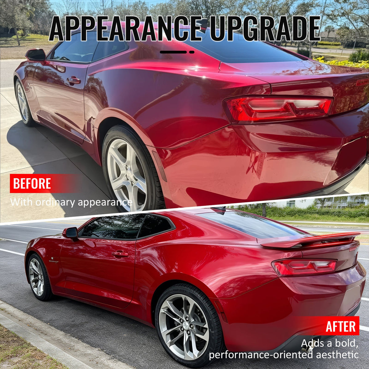 2016-2024 Chevrolet Camaro ZL1 Style Unpainted Black Trunk Spoiler ABS