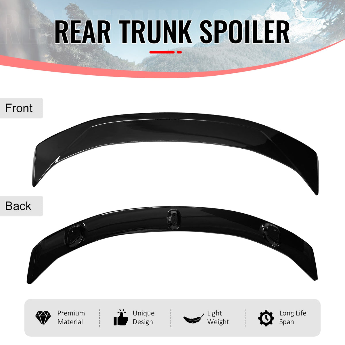 2016-2024 Chevrolet Camaro ZL1 Style Gloss Black Trunk Spoiler ABS