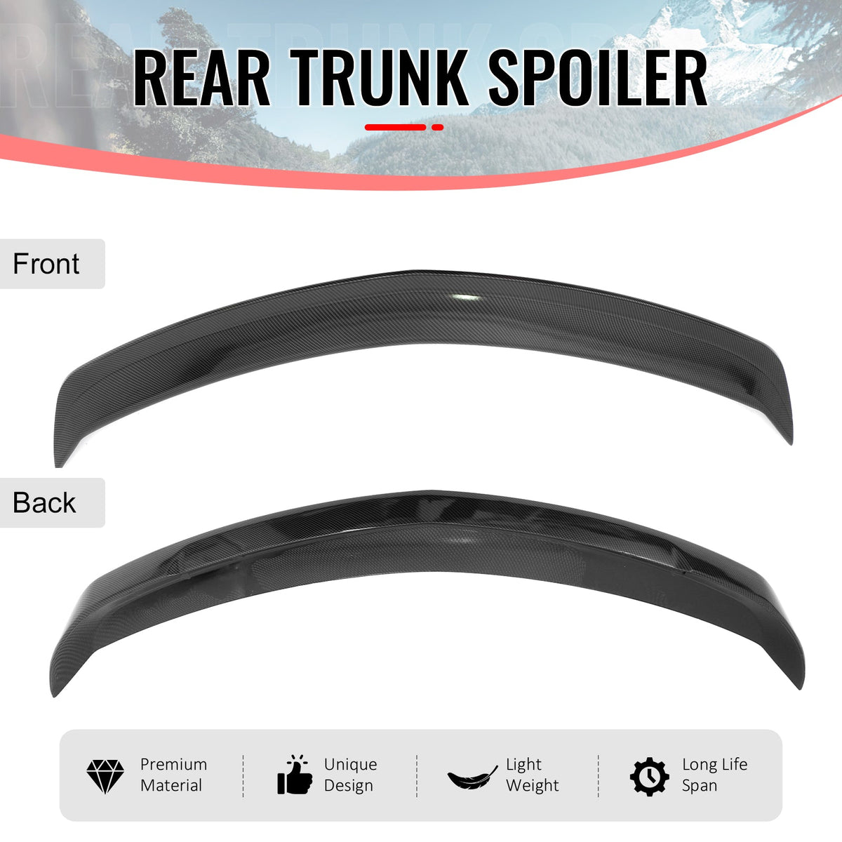 2020-2026 Cadillac CT5 V Blackwing Carbon Fiber Print Rear Spoiler ABS