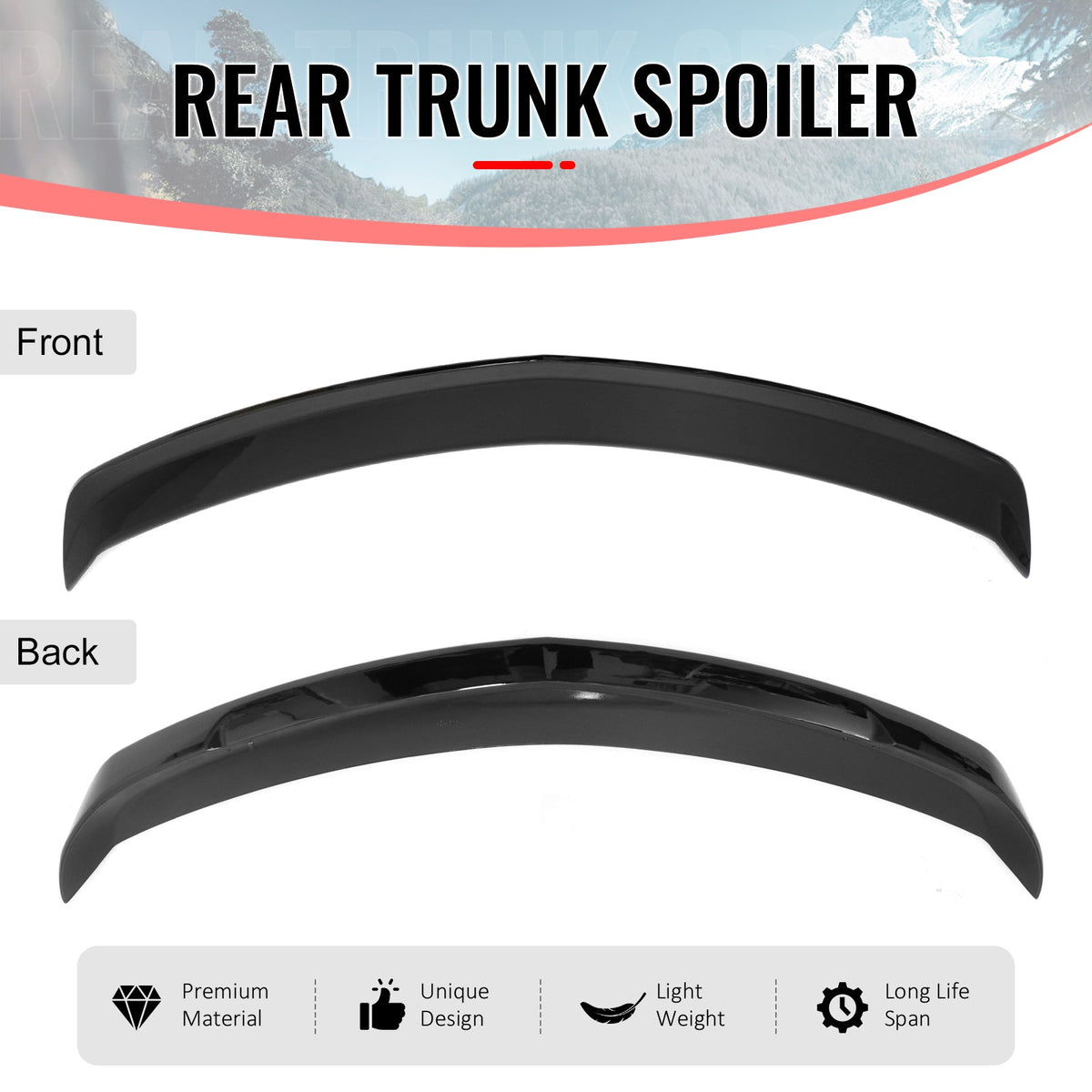 2020-2026 Cadillac CT5 V Blackwing Gloss Black Rear Trunk Spoiler ABS