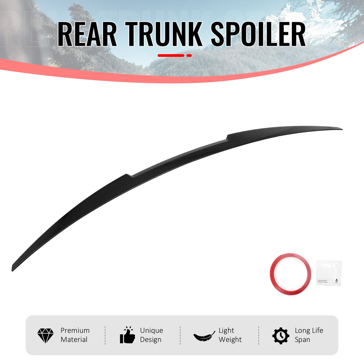 2016-2025 Chevrolet Malibu M4 Style Rear Trunk Spoiler Wing Lip Gloss Black ABS