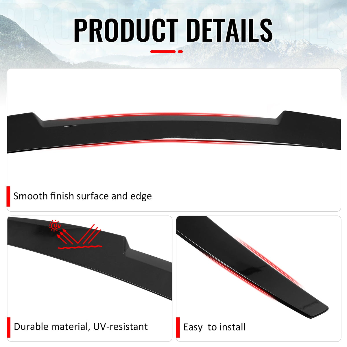 2016-2025 Chevrolet Malibu M4 Style Rear Trunk Spoiler Wing Lip Gloss Black ABS
