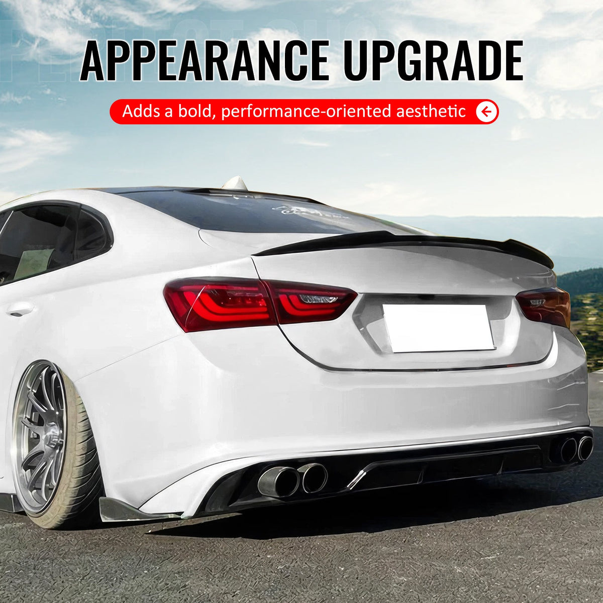 2016-2025 Chevrolet Malibu M4 Style Rear Trunk Spoiler Wing Lip Gloss Black ABS