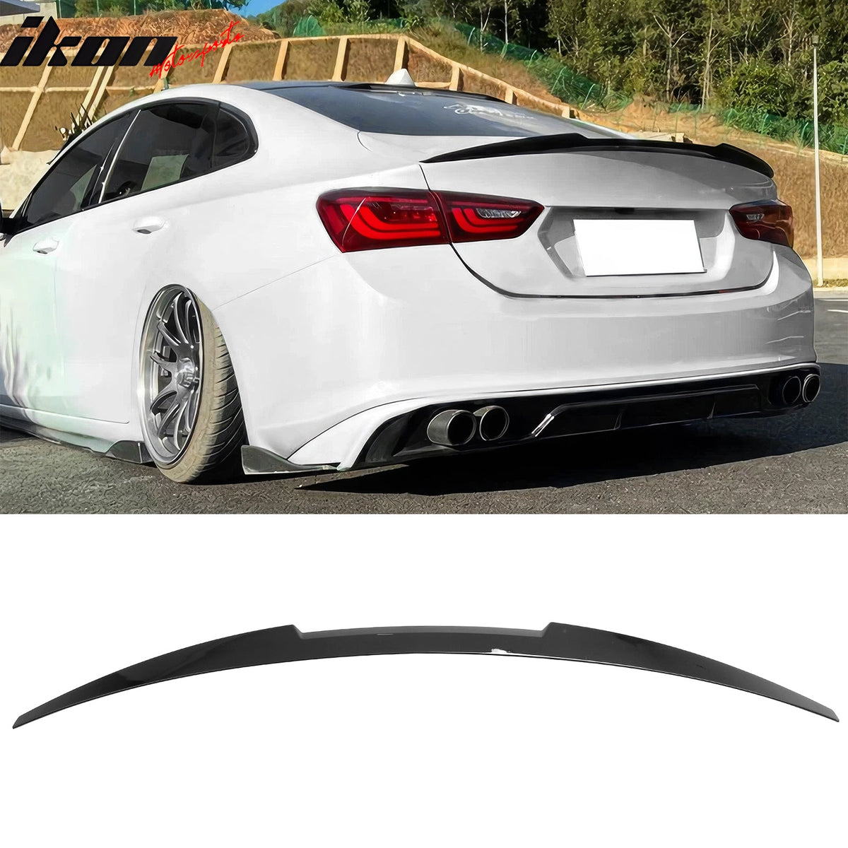 2016-2025 Chevrolet Malibu M4 Style Rear Trunk Spoiler Wing Lip Gloss Black ABS