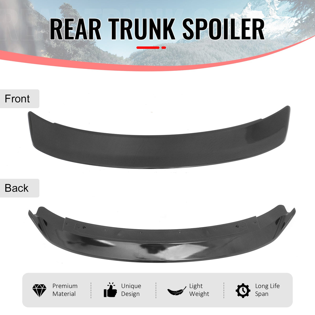 Trunk Spoiler for Dodge Charger Redeye 2015-2023 Carbon Fiber Print ABS