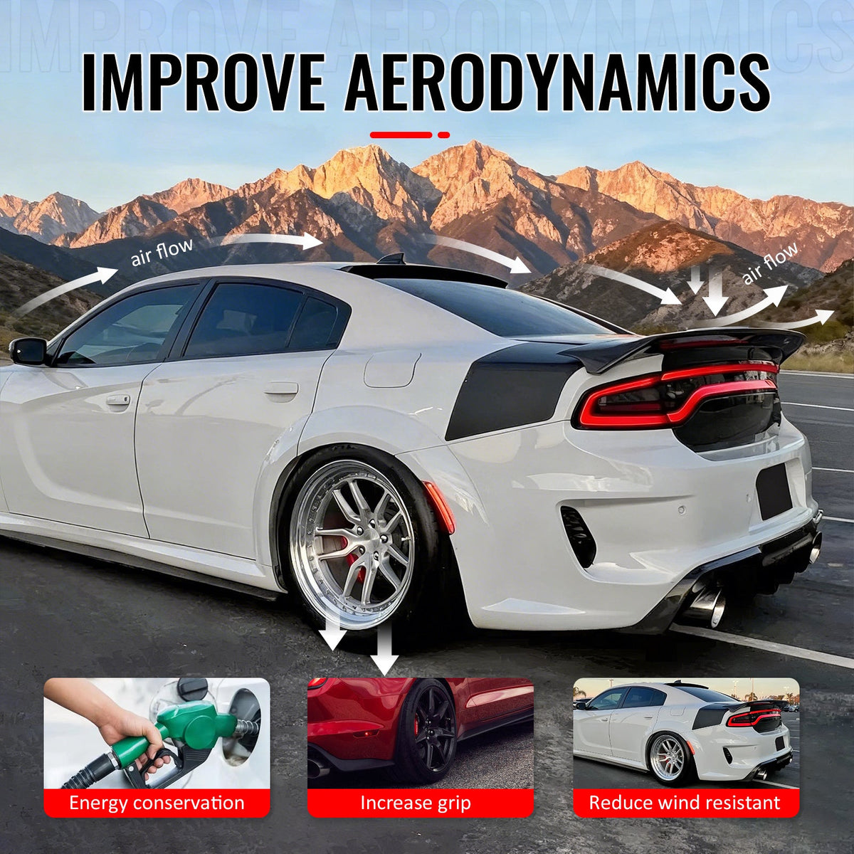 Trunk Spoiler for Dodge Charger Redeye 2015-2023 Carbon Fiber Print ABS