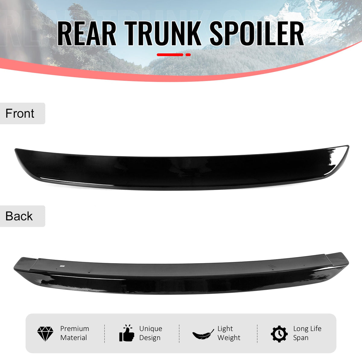 2008-2023 Dodge Challenger SRT Style Gloss Black Trunk Spoiler ABS