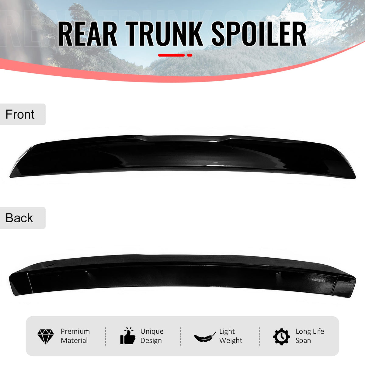 2008-2023 Dodge Challenger OE Style Gloss Black Trunk Spoiler ABS