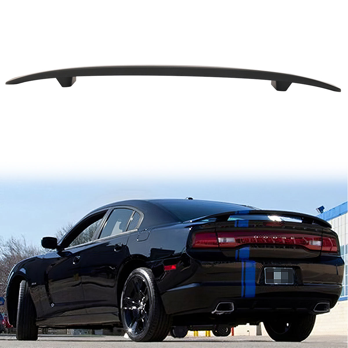 Rear Spoiler Wing for Dodge Charger 2011-2023 Unpainted Black ABS