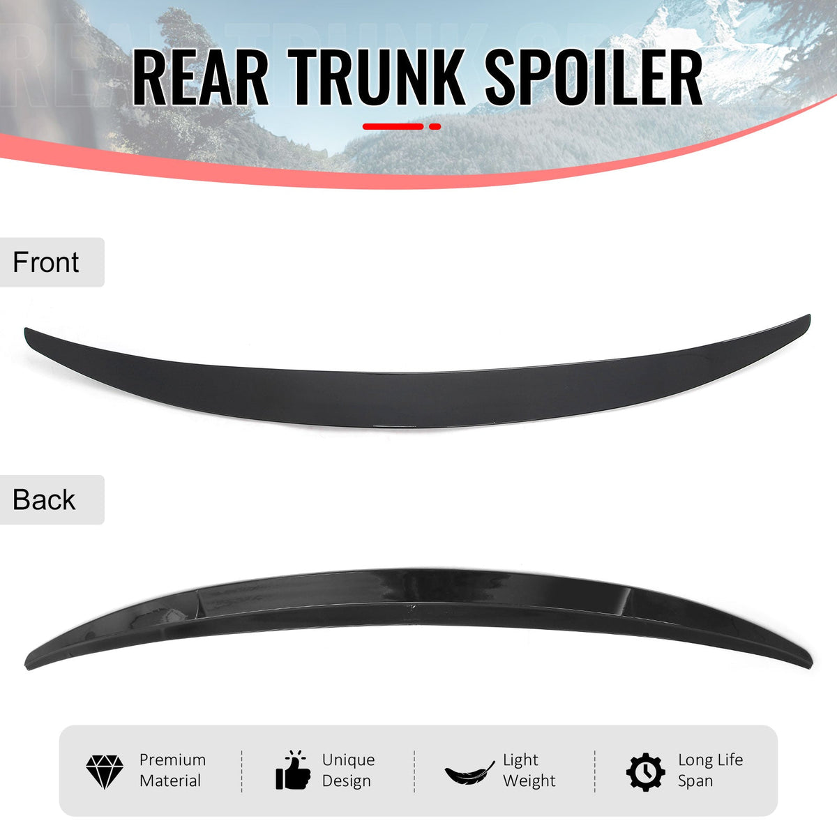 2013-2020 Ford Fusion Trunk Spoiler MP Style Gloss Black ABS Rear Trunk Lid Spoiler Wing Lip