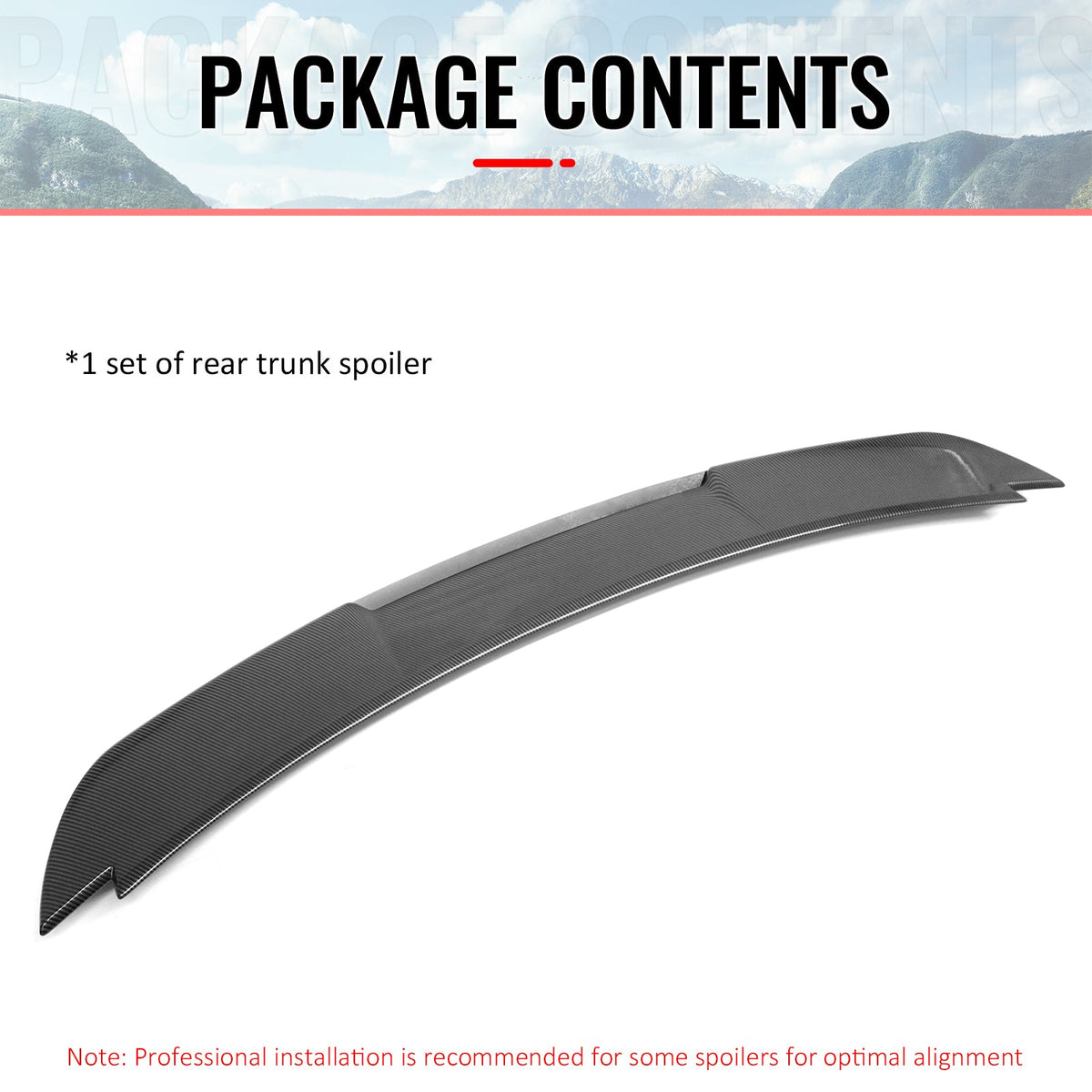 2015-2023 Ford Mustang Shelby Super Snake Style Trunk Spoiler Carbon Fiber Print ABS + Iron