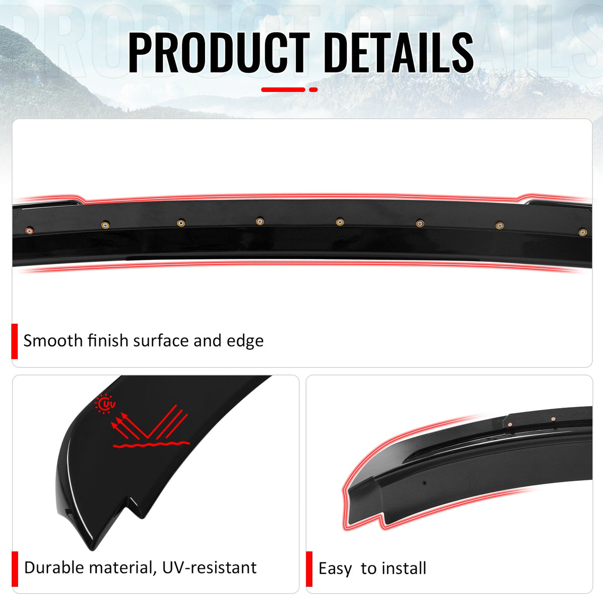 2015-2023 Ford Mustang Shelby Super Snake Style Trunk Spoiler Gloss Black ABS + Iron