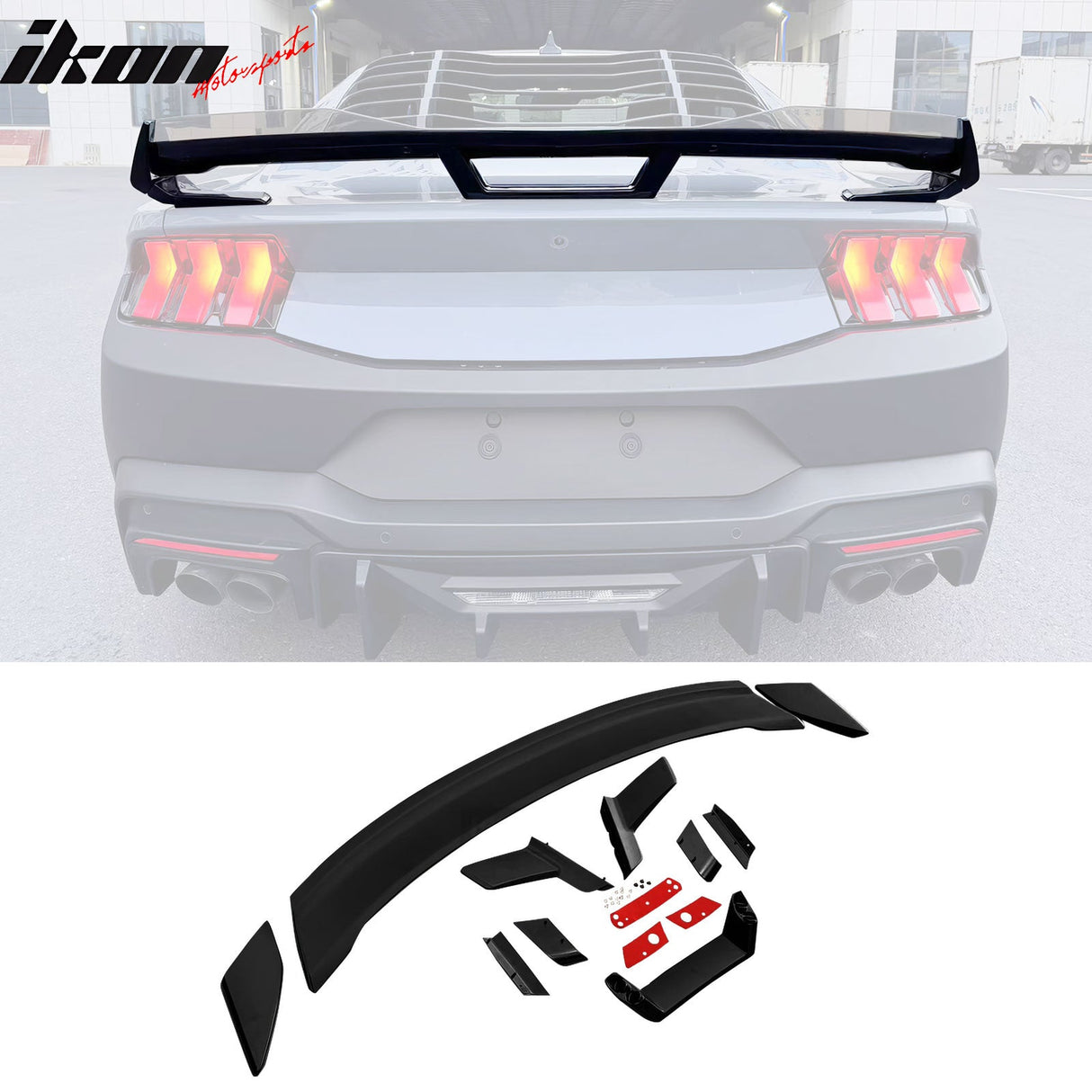 2024-2025 Ford Mustang Dark Horse Gloss Trunk Spoiler W/ Gurney Glap