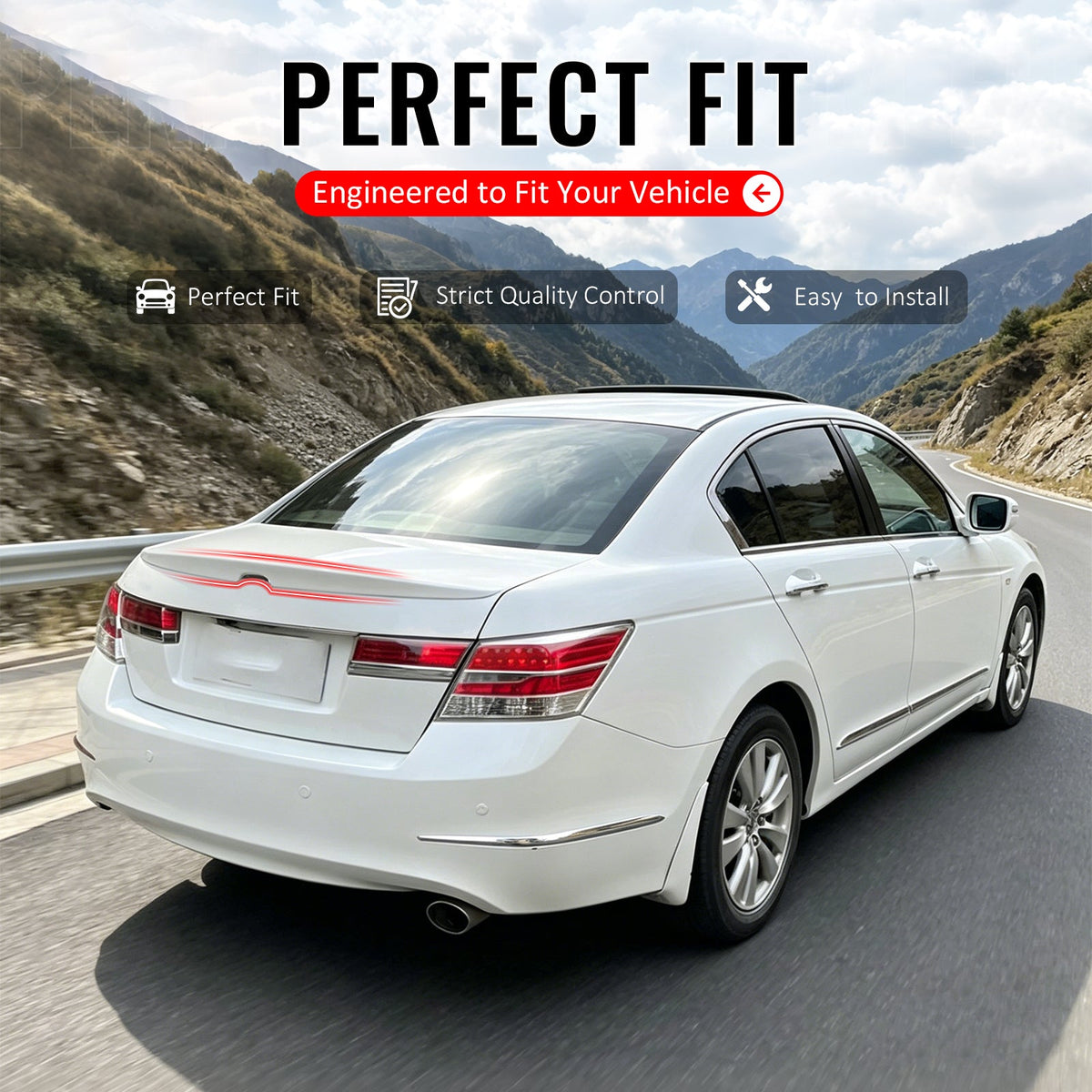 2008-2012 Honda Accord Sedan 4-Door OE Style Matte Black Trunk Spoiler ABS