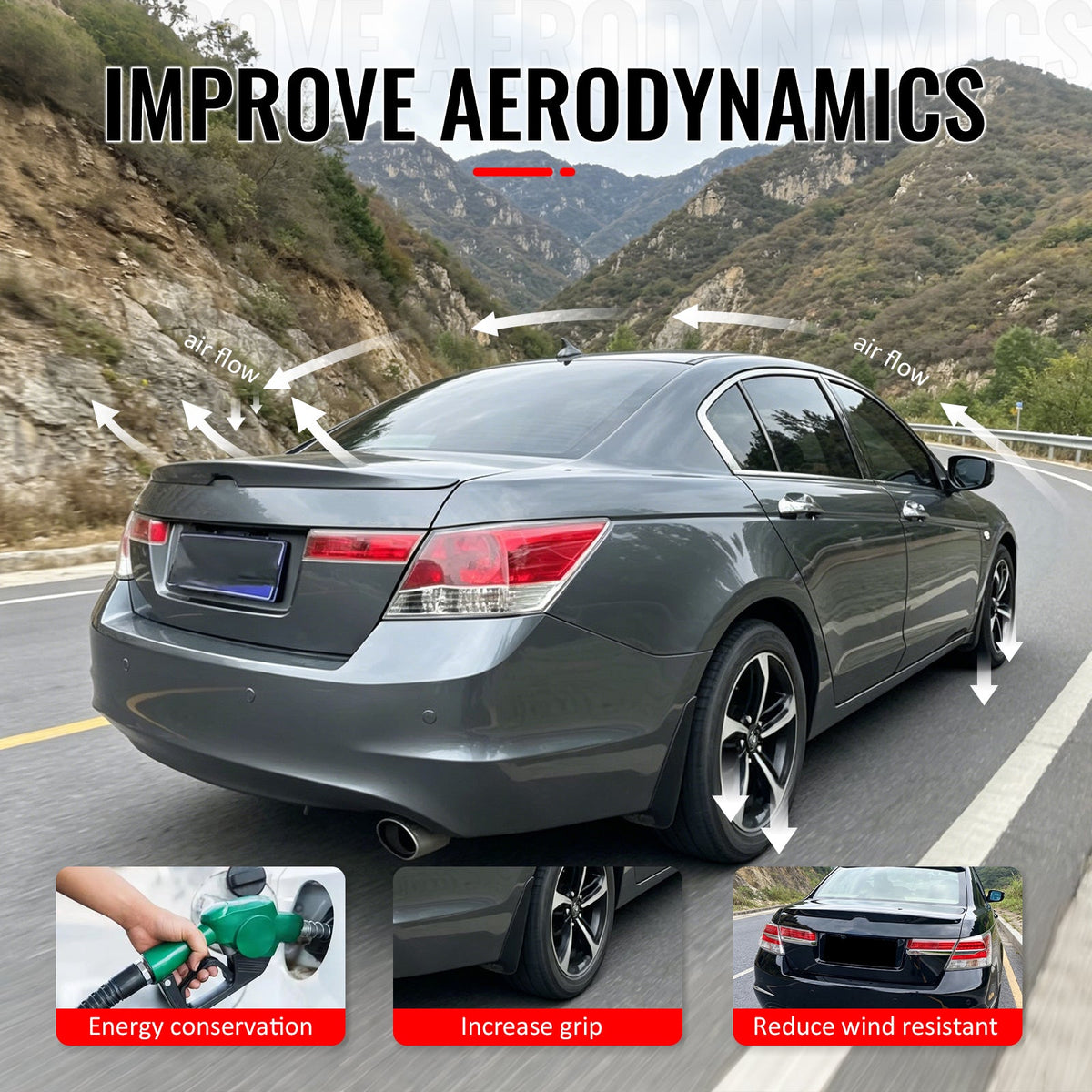 2008-2012 Honda Accord Sedan 4-Door OE Style Matte Black Trunk Spoiler ABS