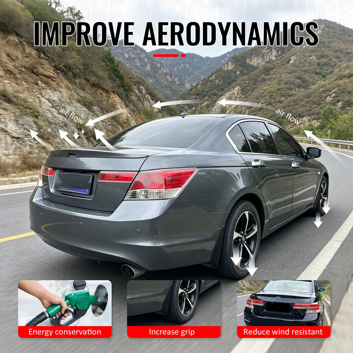2008-2012 Honda Accord Sedan 4-Door OE Style Carbon Fiber Print Trunk Spoiler ABS