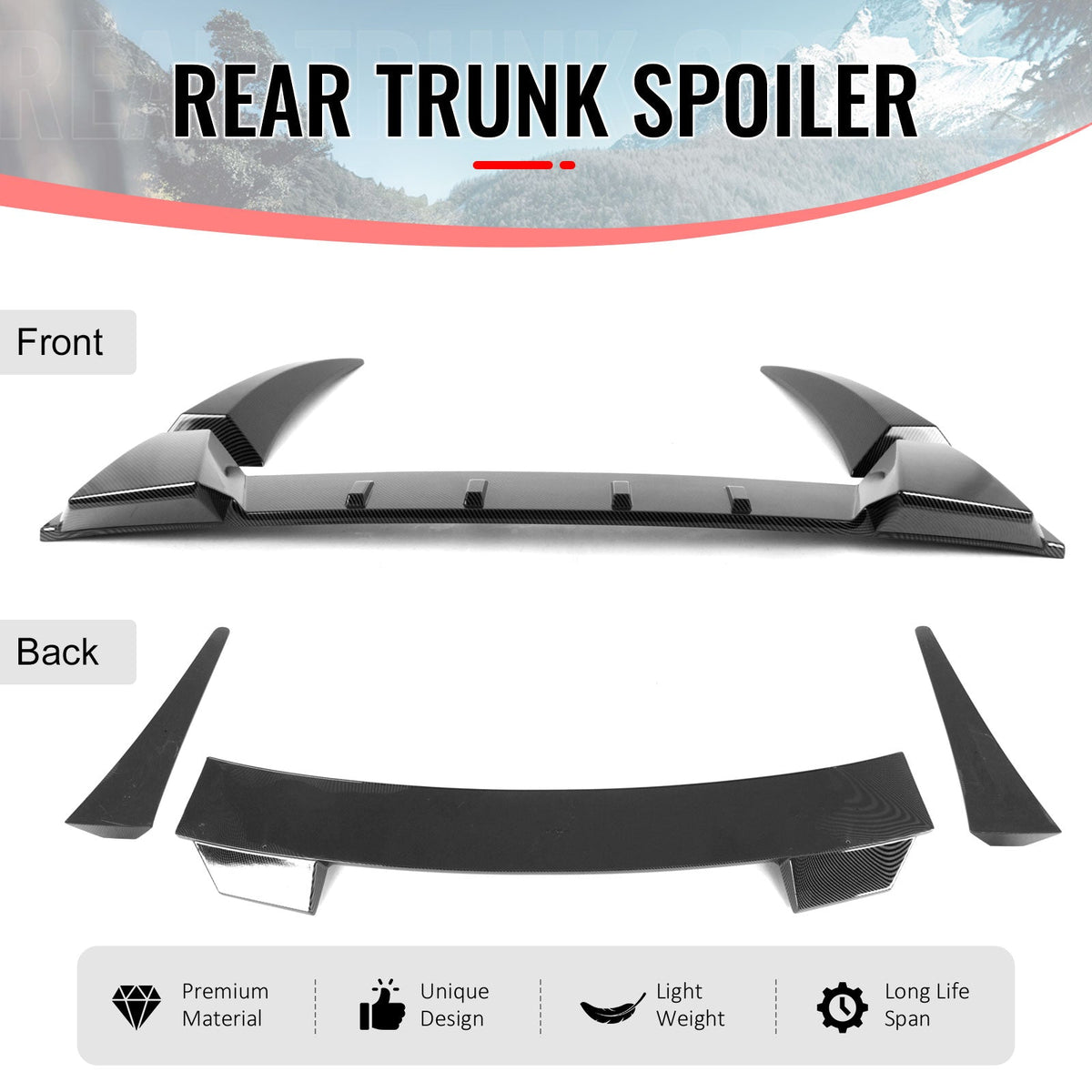 2006-2011 Honda Civic Type R Style Carbon Fiber Print Roof Spoiler ABS
