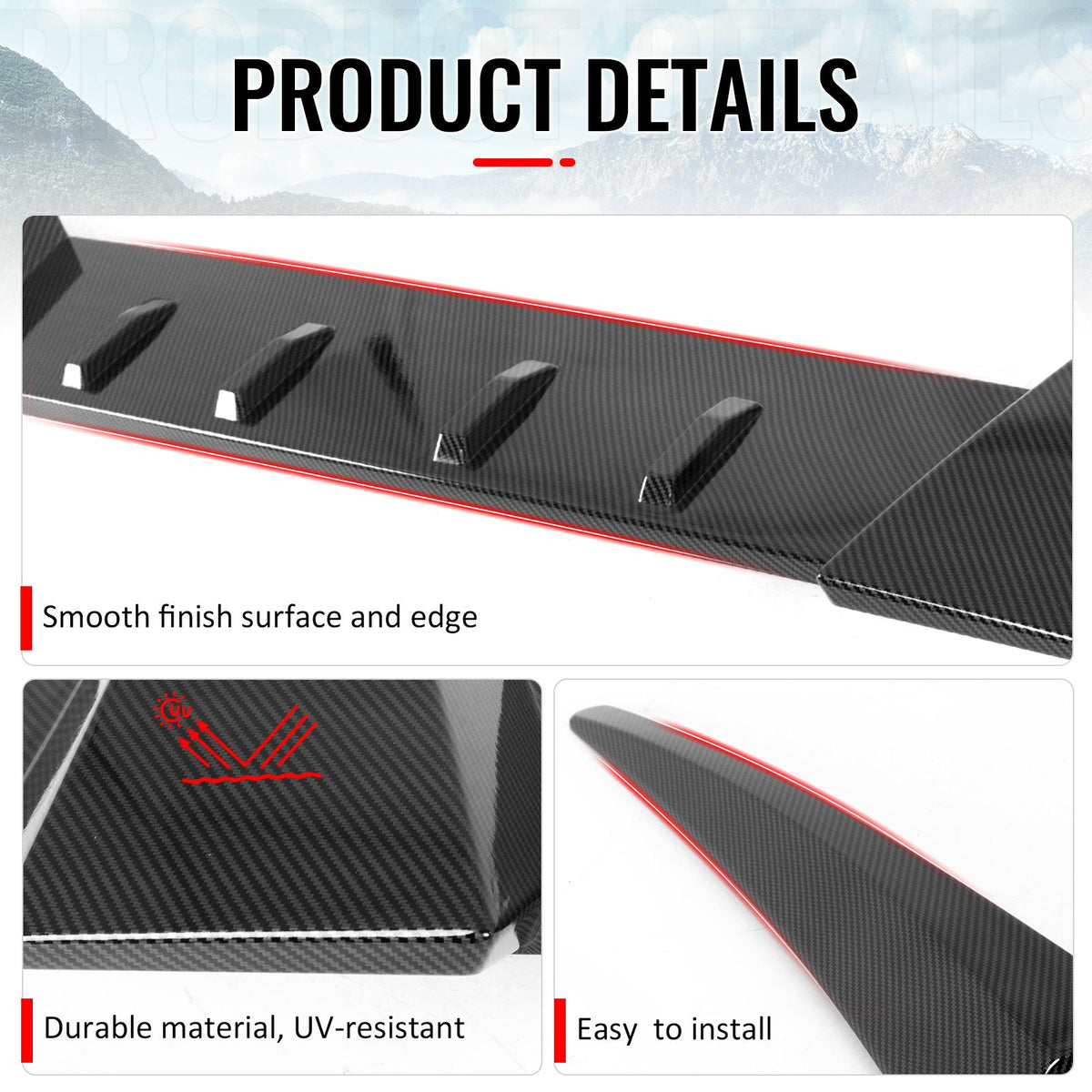 2006-2011 Honda Civic Type R Style Carbon Fiber Print Roof Spoiler ABS
