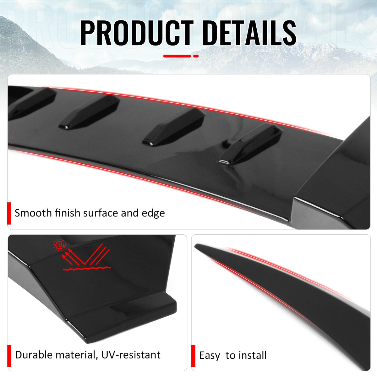 2006-2011 Honda Civic Type R Style Gloss Black Rear Roof Spoiler ABS