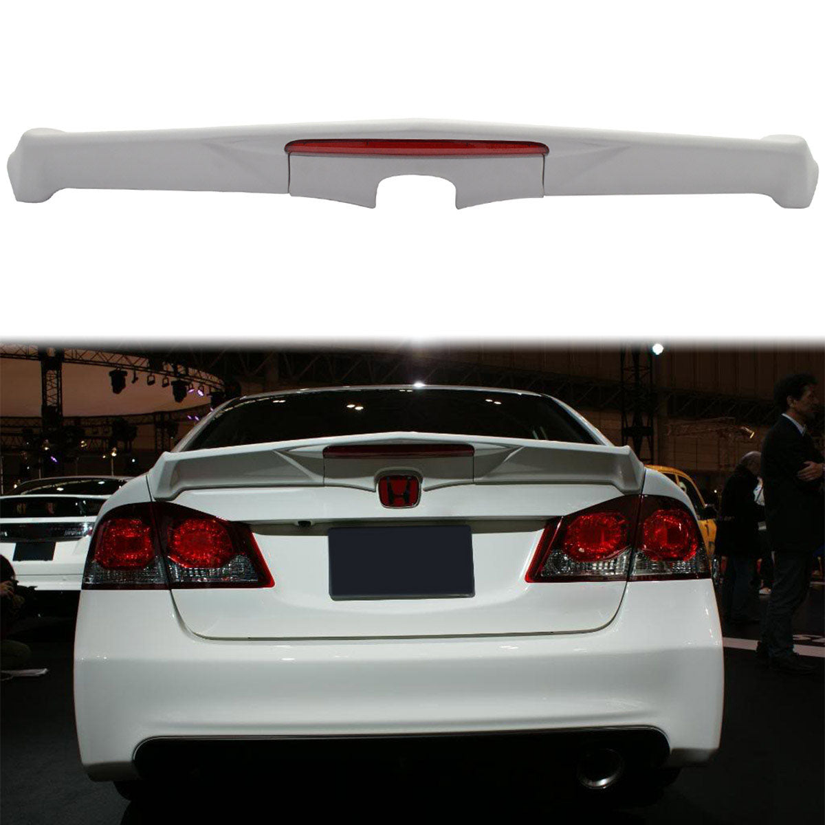 Rear Spoiler Wing for Honda Civic Sedan 2006-11 MD FRP Red LED Brake Light