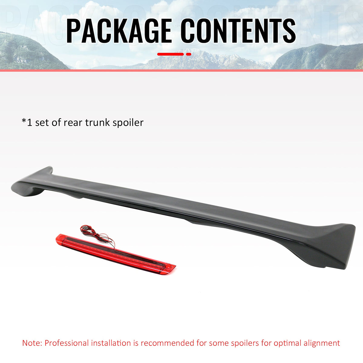 2006-2011 Honda Civic 8th Sedan OE Style Gloss Black Trunk Spoiler W/LED