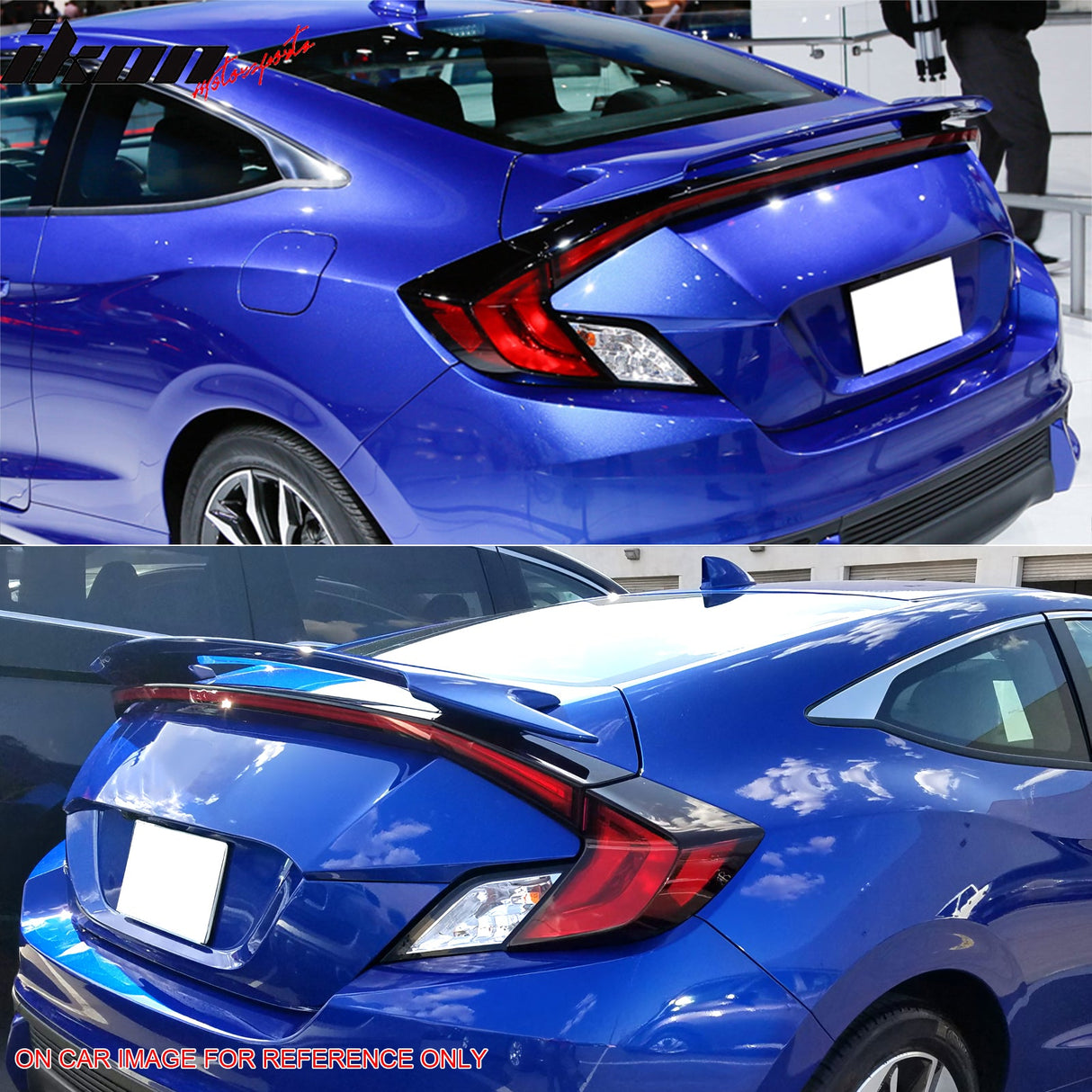 2016-2020 Honda Civic OE #NH731P Crystal Black Pearl Trunk Spoiler ABS