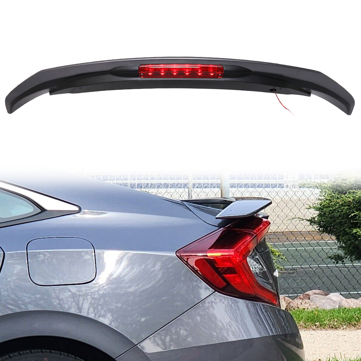 2016-2021 Honda Civic X 10th Sedan Trunk Spoiler 3RD LED Brake Light