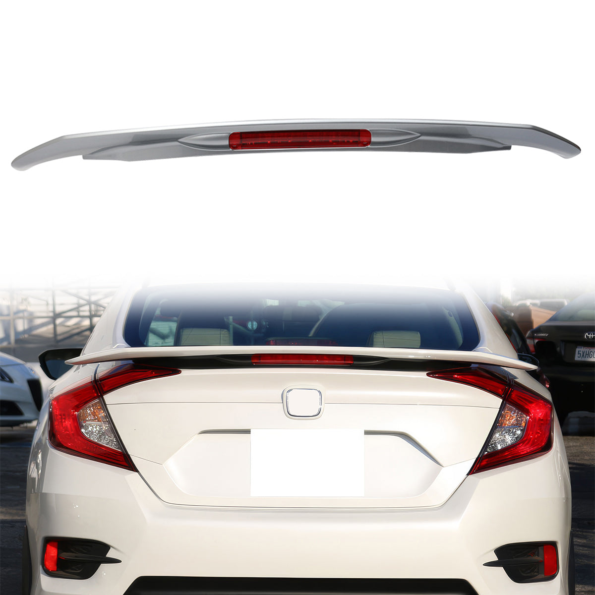 2016-2021 Honda Civic X 10th Sedan Trunk Spoiler 3RD LED Brake Light