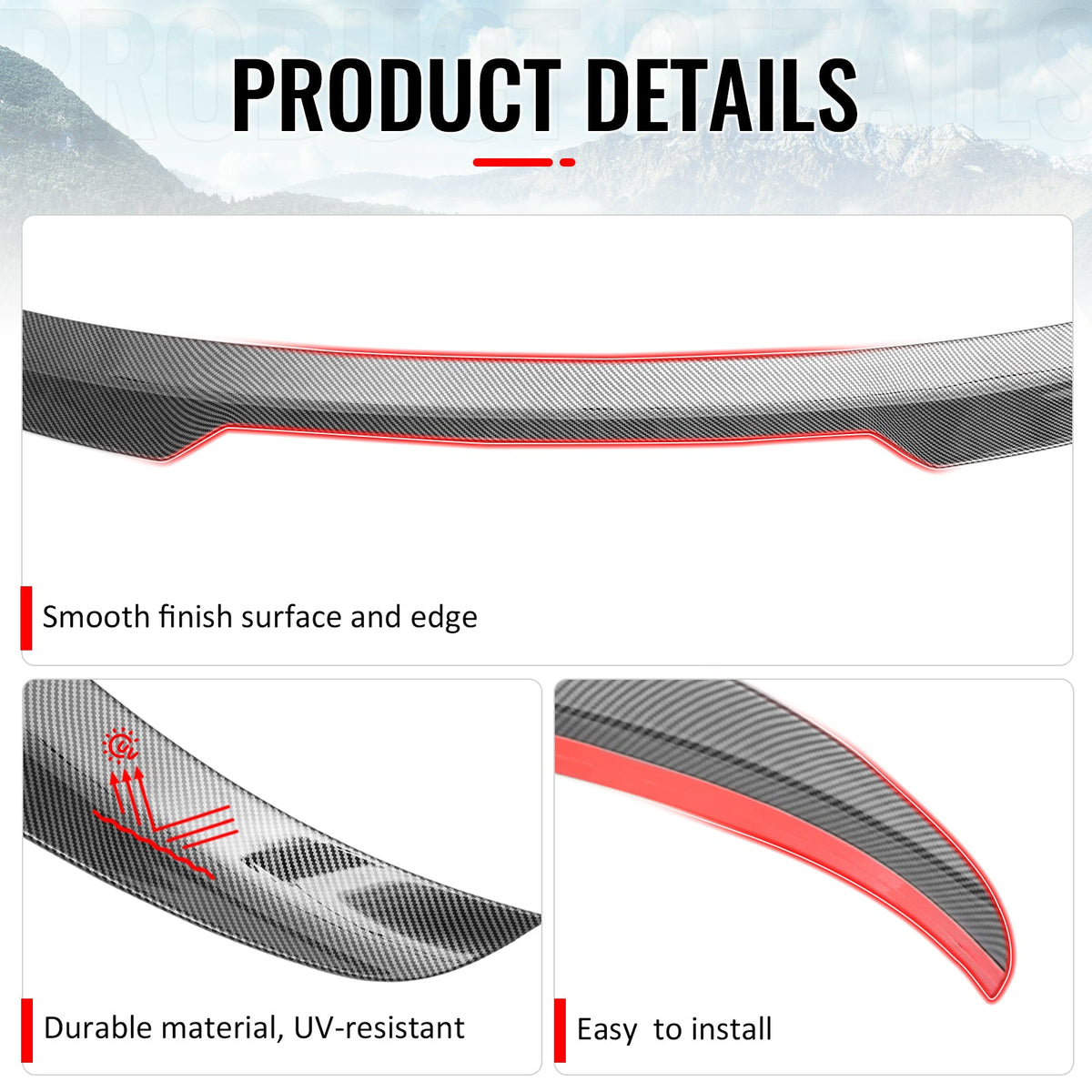2022-2026 Honda Civic FL Type R Hatchback V Style Rear Trunk Spoiler Wing Carbon Fiber Print ABS