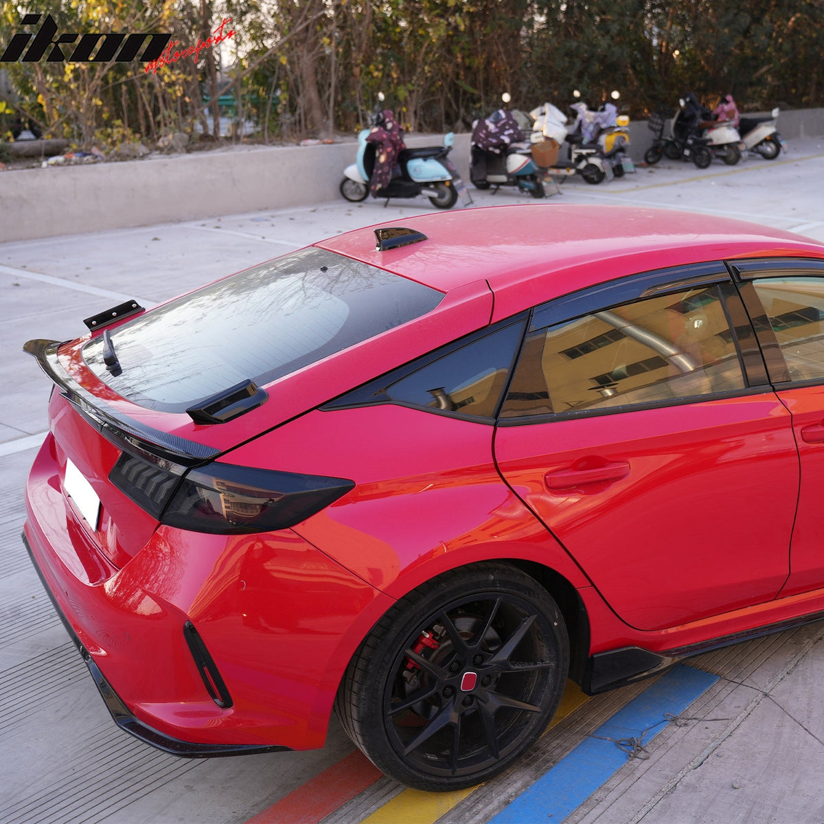 2022-2026 Honda Civic FL Type R Hatchback V Style Rear Trunk Spoiler Wing Carbon Fiber Print ABS