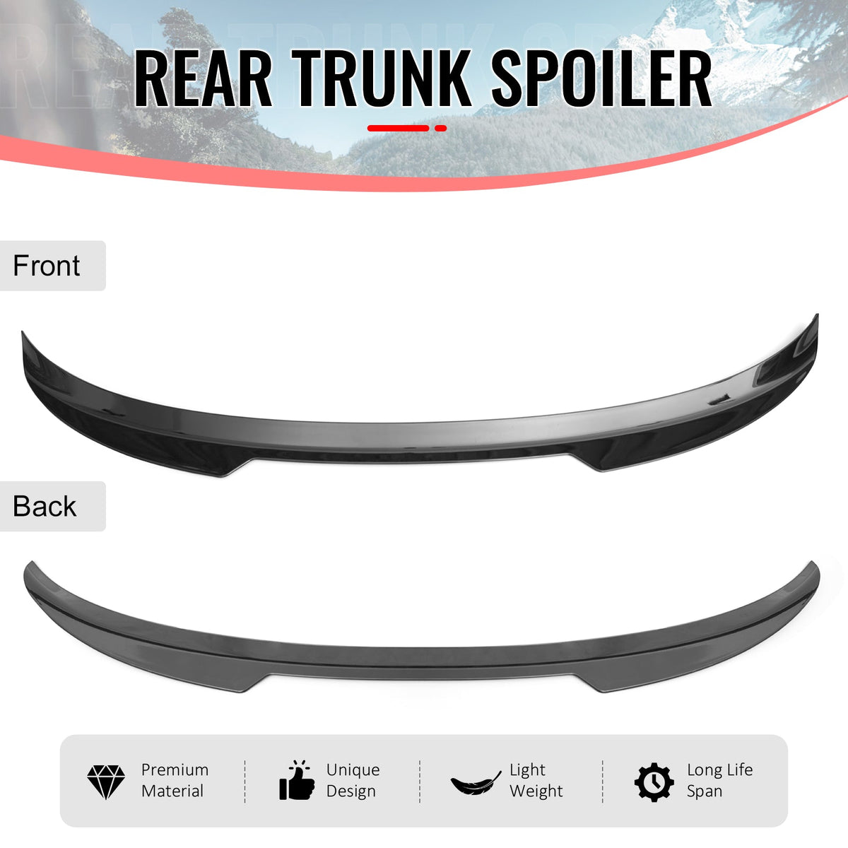 2022-2026 Honda Civic FL Type R Hatchback V Style Rear Trunk Spoiler Wing Gloss Black ABS