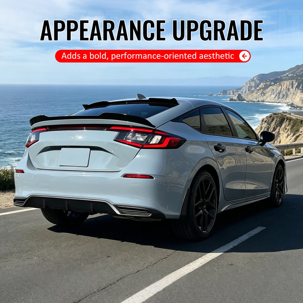 2022-2026 Honda Civic FL Type R Hatchback V Style Rear Trunk Spoiler Wing Gloss Black ABS