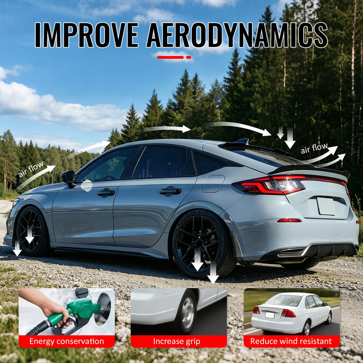 2022-2026 Honda Civic FL Type R Hatchback V Style Rear Trunk Spoiler Wing Gloss Black ABS
