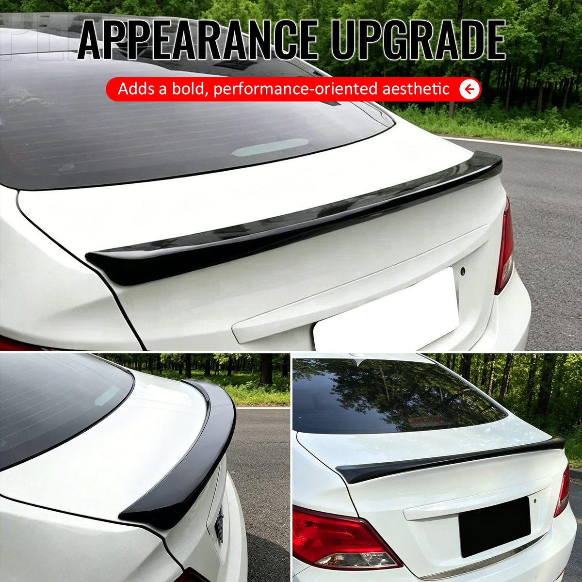 2012-2017 Hyundai Accent Sedan 4-Door Gloss Black Trunk Spoiler ABS