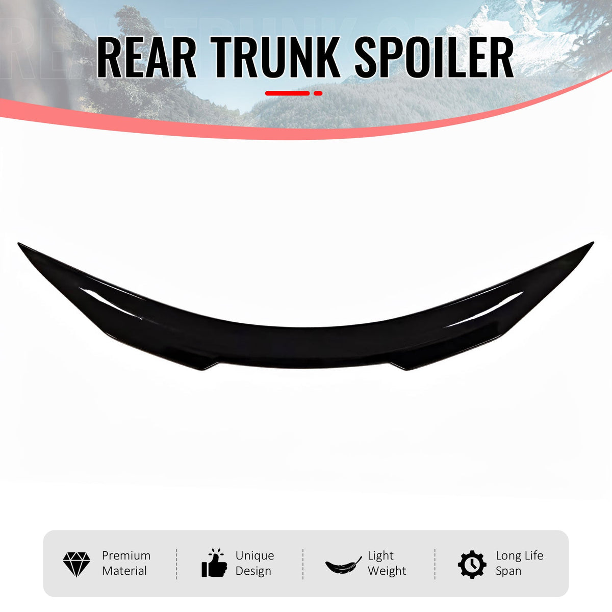 Trunk Spoiler for INFINITI G37 2008-2013 & Q60 2014-2015 Coupe PSM Style Gloss Black ABS