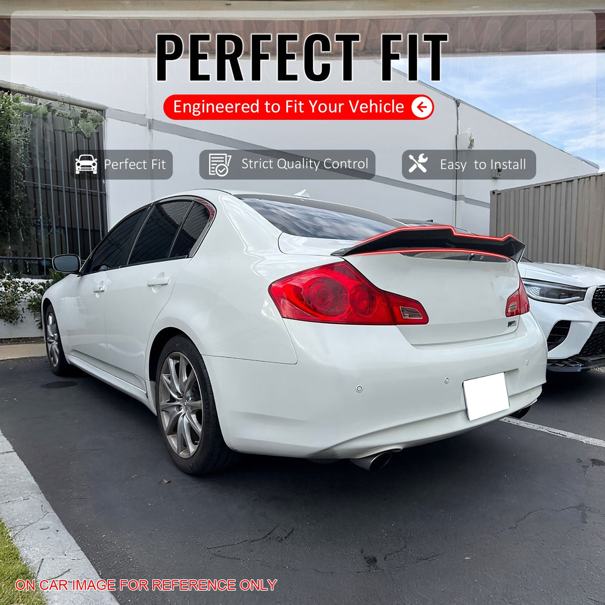 Trunk Spoiler for Infiniti G37 G25 Q40 Sedan 2009-2015 PSM Style Gloss Black ABS