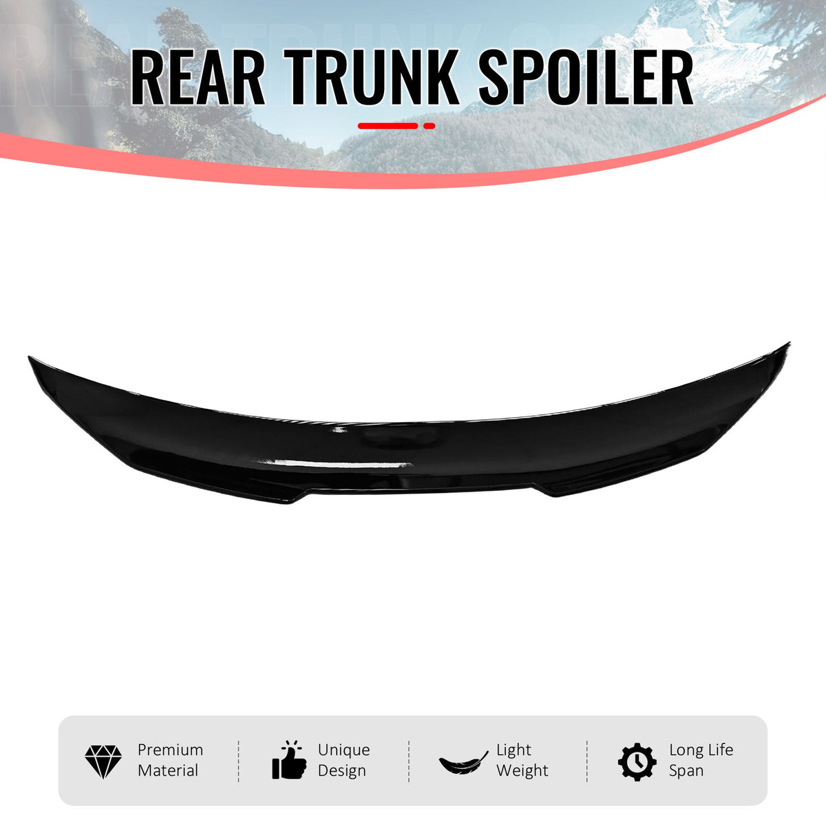 Trunk Spoiler for Infiniti G37 G25 Q40 Sedan 2009-2015 PSM Style Gloss Black ABS