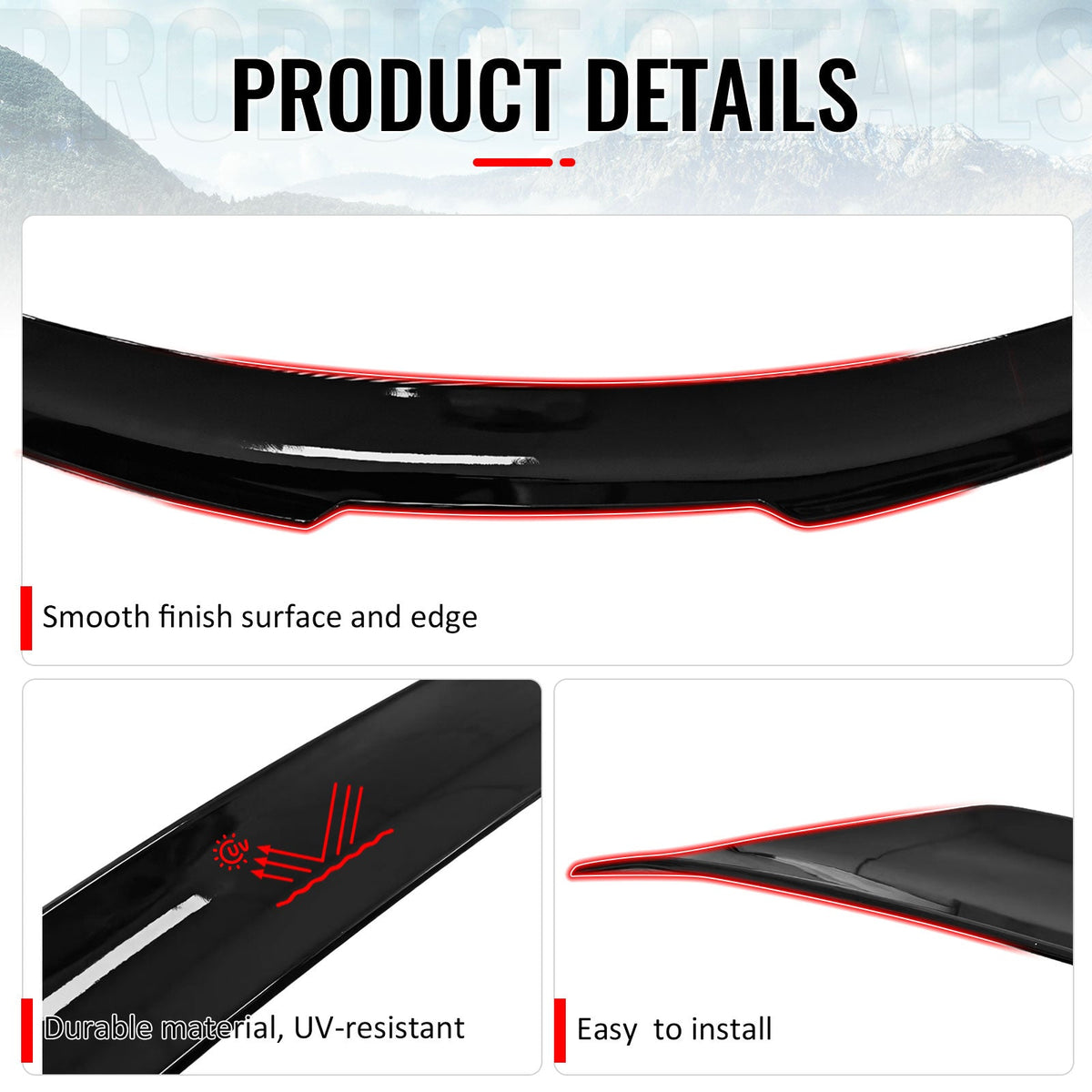 Trunk Spoiler for Infiniti G37 G25 Q40 Sedan 2009-2015 PSM Style Gloss Black ABS