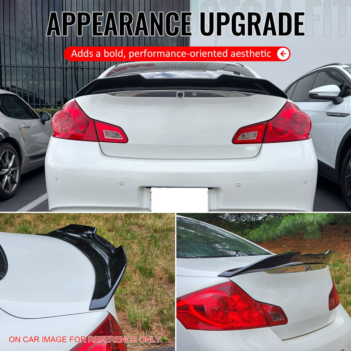 Trunk Spoiler for Infiniti G37 G25 Q40 Sedan 2009-2015 PSM Style Gloss Black ABS