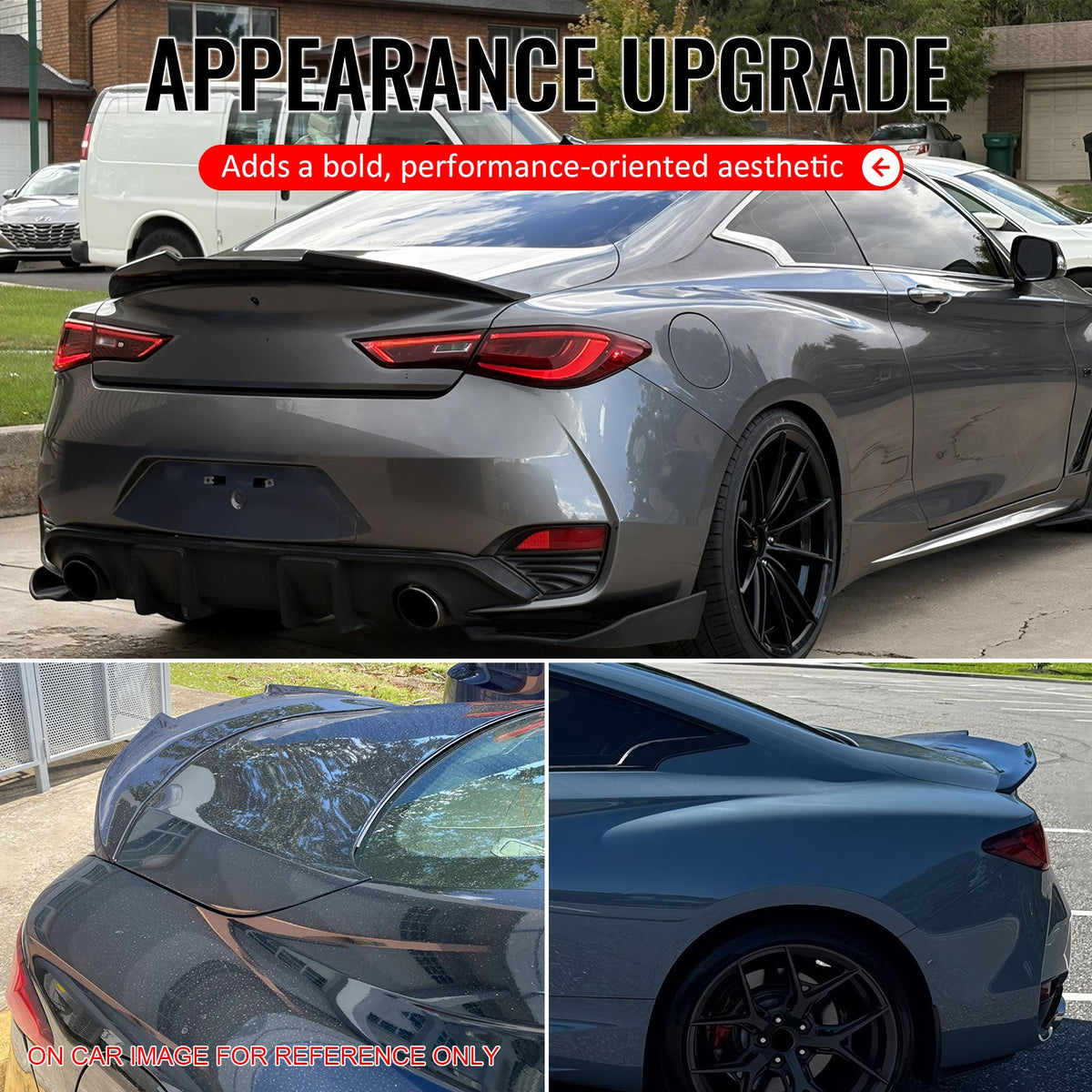 2017-2022 INFINITI Q60 PSM Style Rear Trunk Spoiler Gloss Black ABS