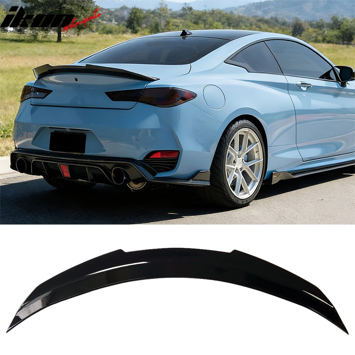 2017-2022 INFINITI Q60 PSM Style Rear Trunk Spoiler Gloss Black ABS