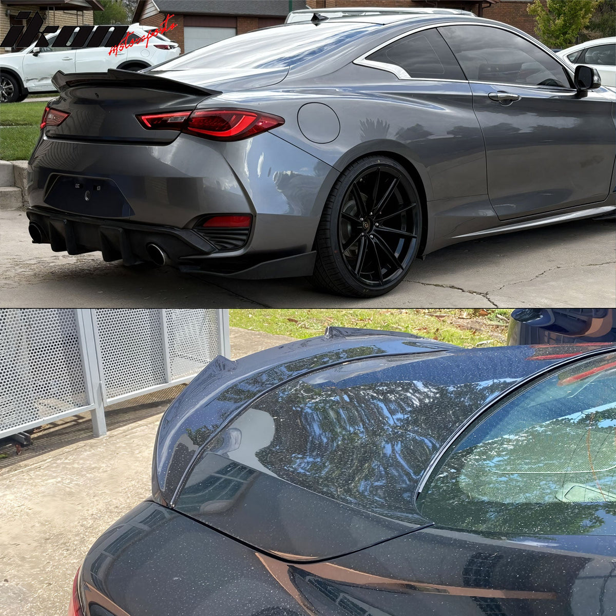 2017-2022 INFINITI Q60 PSM Style Rear Trunk Spoiler Gloss Black ABS