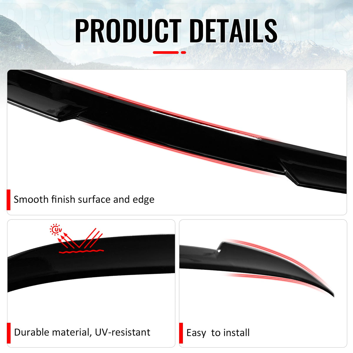2025-2026 Kia K4 IKON Style Gloss Black Rear Trunk Spoiler Wing ABS