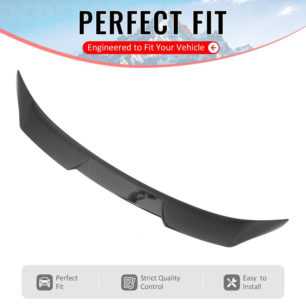 2021-2024 Kia K5 IKON Style Carbon Fiber Print Trunk Spoiler Wing ABS