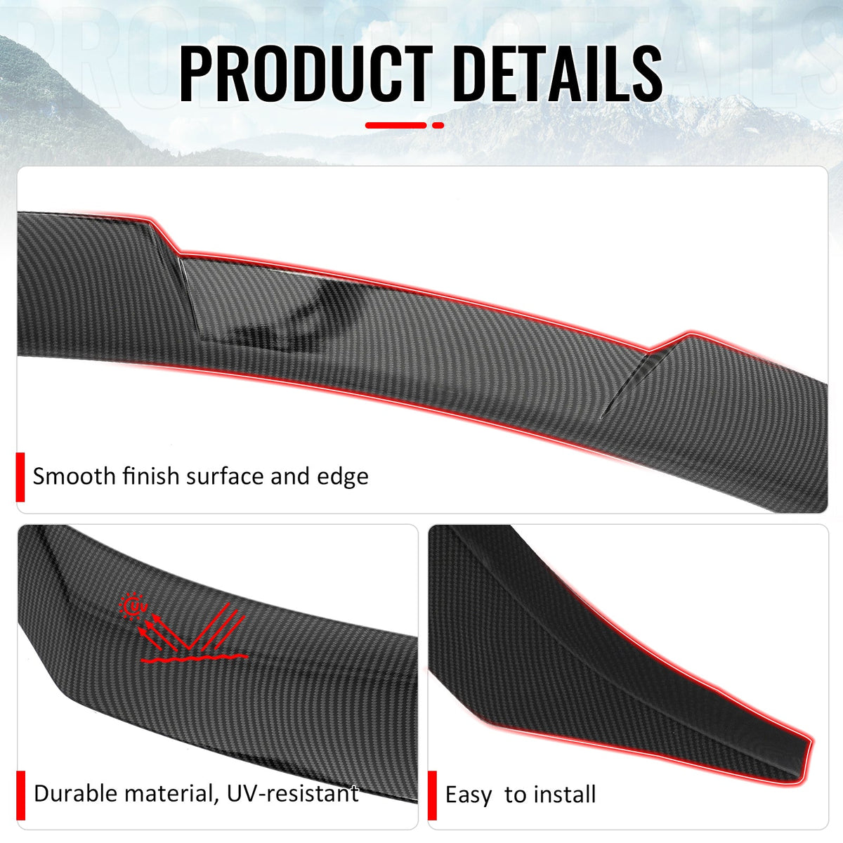 2021-2024 Kia K5 IKON Style Carbon Fiber Print Trunk Spoiler Wing ABS