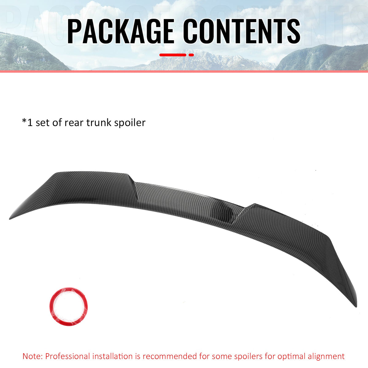 2021-2024 Kia K5 IKON Style Carbon Fiber Print Trunk Spoiler Wing ABS